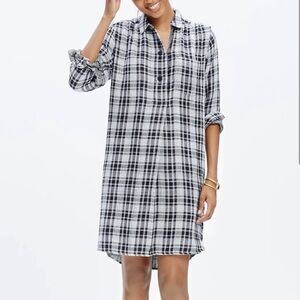 Madewell Double Gauze Plaid Shirtdress